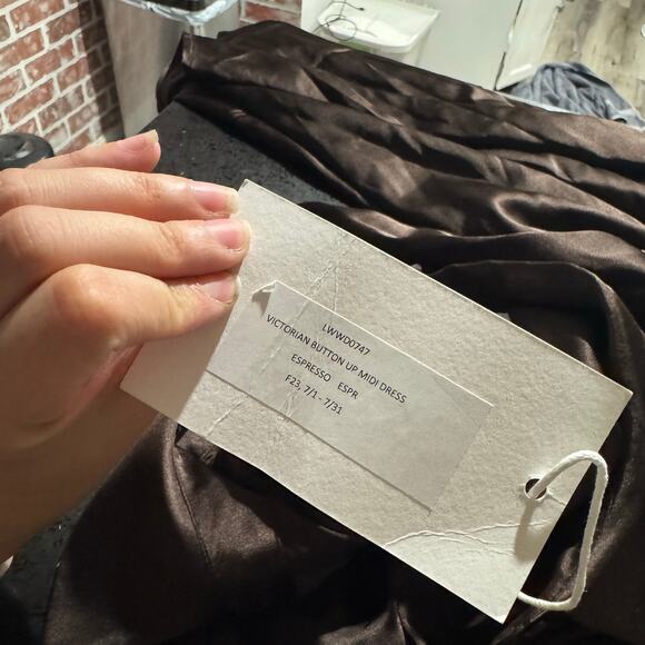 NWT FRAME Victorian Button Up Midi Dress Espresso Brown Size Small - Picture 4 of 7